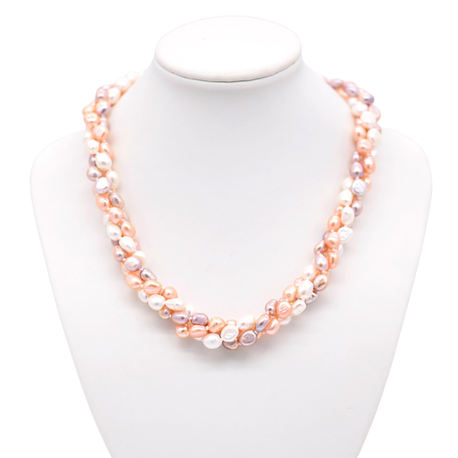 3 Strands Tri-Color Baroque Torso - 18 inch (Fully Knotted)