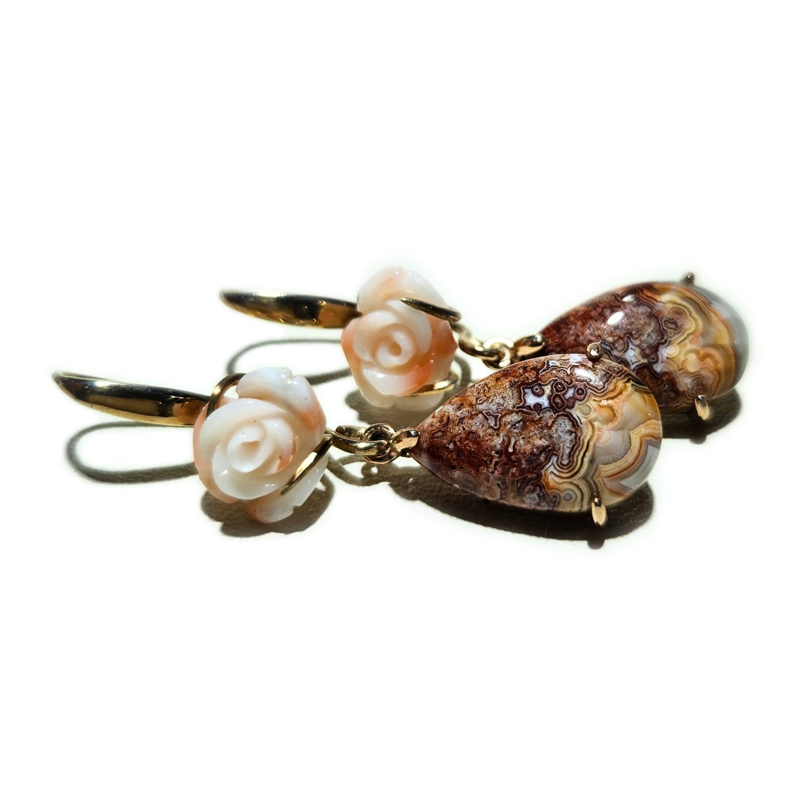 Carved Coral Rose Drops